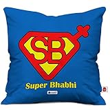 Indigifts Sister in Law Gifts Super Bhabhi Quote Blue Cushion Cover 12x12 inches with Filler - Rakhi Gifts for Sister, Sister in Law Birthday Gift, Sister in Law Gifts for Anniversary, Best Bhabhi