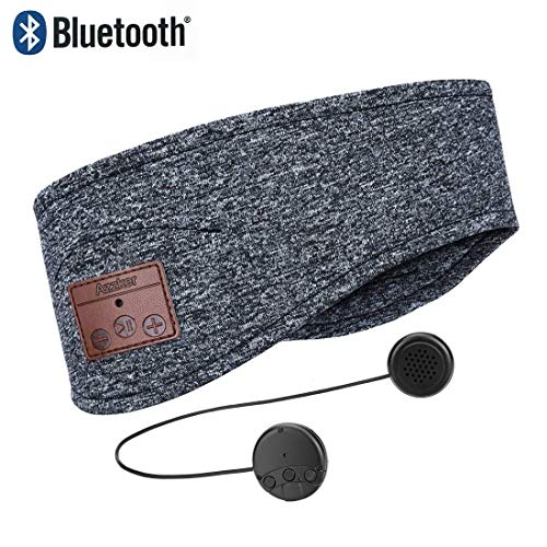 Auriculares de Dormir Bluetooth - Azzker Auriculares para Dormir Lavables, Auriculares de Música, Cómodo y Transpirable para Dormir, Deportes, Viajes en Avión, Yoga, Gris