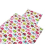 TupTam Kinder Bettwäsche 100×135 2-tlg. Babybettwäsche Set Baumwolle Bettgarnitur Bunte Eulen Elefant Sterne Feuerwehr, Farbe: Elefant Rosa, Größe: 135×100 cm - 2