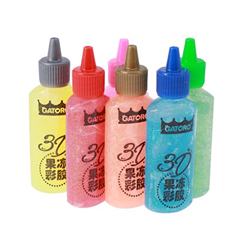 MagiDeal 6pcs Farben Waschbarer Glitter Glue Glue Stifte Glitter Gelmalstifte 9cm 25g - 9