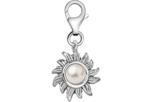 Quiges Charm con Cierre Plateado Sol con Imitación de Perla Abalorios Joyería de Mujer