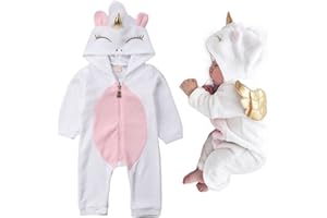 Yassiglia Tuta da Neonata Unicorno Pagliaccetti per Neonata Tuta Senza Maniche con Cerniera in Stile Animale dei Cartoni Animati Tutine da Bimba
