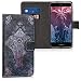 Produktbild kwmobile Hülle für Huawei Y6 Pro (2017)/Enjoy 7 - Wallet Case Handy Schutzhülle Kunstleder - Handycover Klapphülle mit Kartenfach und Ständer Elefant Zentangle Design Pink Anthrazit
