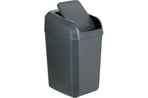 Denox Cubo de basura 30 litros gris antracita con tapa basculante y extraíble, diseño compacto y elegante para cocina y hogar