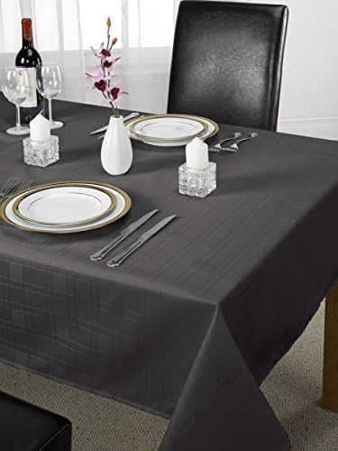 Luxury Jacquard Chequers Design Tablecloth Black 60x84 " Inch