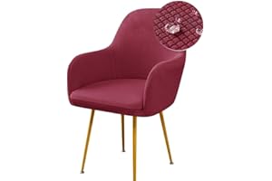ABZDUNG Fundas elásticas for sillas de comedor, impermeables, de jacquard, con respaldo curvo y reposabrazos, funda for sillón giratorio de tocador, extraíble y lavable, for dormitorio, fiesta, hotel.(Burgund
