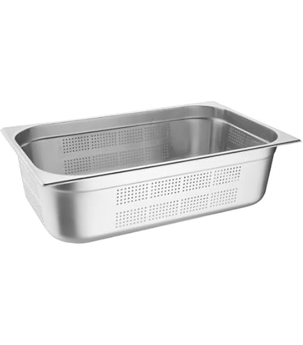 Saro Budget Line Bac Gastronome 1/2 GN Perforé – Profondeur 65 Mm, Acier Inoxydable, Capacité 4 L – Idéal Cuisine Pro