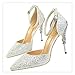 Produktbild Size34-40 Woman Sequined Ankle Straps Sandals Woman Special Decoration Thin Heels Shoes Ladies 9.5CM High Heels Shoes Woman White 37