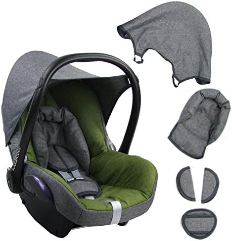 Bambini World Replacement Cover for Maxi Cosi Cabriofix Cabrio car seat (Grey/Green 6 Pcs * NEW * Cover for Car Seat Summer Cover Cabrio Fix
