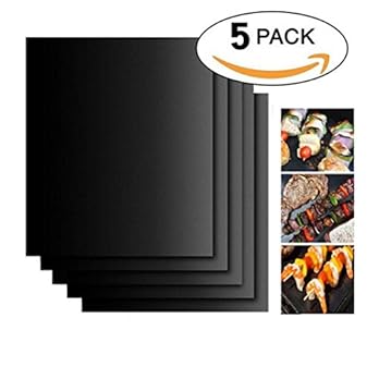 Carryme 5er Set Bbq Grillmatten Antihaft Grill Und Backmatte Wiederverwendbar Bbq Grill Matte Pfoa Frei Toll Ber Kohle Gas Und Weber Style Grills Perfekt Fr Fleisch Fisch Heimkche Und Gemse 40x33 Cm