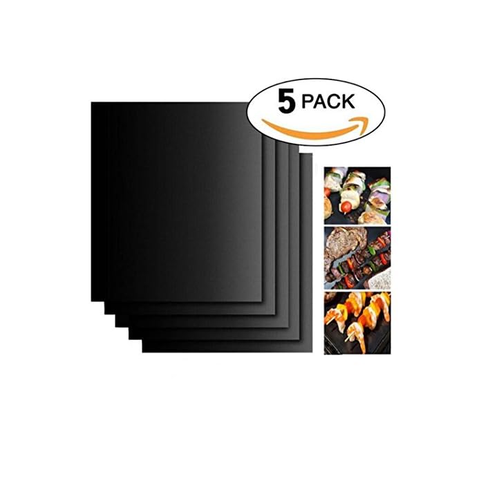 Carryme 5er Set Bbq Grillmatten Antihaft Grill Und Backmatte Wiederverwendbar Bbq Grill Matte Pfoa Frei Toll Ber Kohle Gas Und Weber Style Grills Perfekt Fr Fleisch Fisch Heimkche Und Gemse 40x33 Cm
