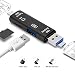 Produktbild TEEPAO 5 in 1 SD Karten Lesegerät, OTG Micro USB Adapter, USB Kartenleser USB Speicherkartenleser, 5 in 1 USB 2.0 Adapter für Android Handys und MacBook, Schwarz