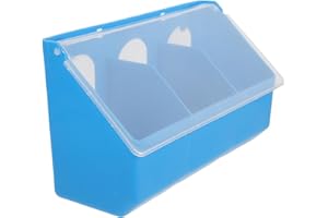 FRCOLOR Sky Blue Pigeon Feeder with Lid, Multi-Function 3-Grid Hanging Food Box, Cage Feeder for Birds, Bird Cage Feeding Parrot Feeding Bowl