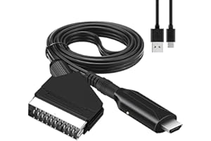 CJBIN SCART zu HDMI Kabel, Scart auf HDMI Konverter, SCART auf HDMI Adapter, Video Audio Wandler HD mit SCART-Eingangskabel & HDMI-Ausgangsanschluss, für HDTV STB VHS VCR PS3 Sky DVD Blu ray