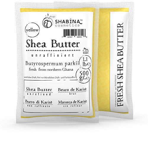 Shabina Shea Butter, yellow, pure, nature, premium, 100% reine Sheabutter, 500 gr, 1.1 lb - 407