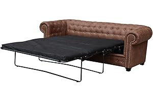 Sofas and More New Astor Chesterfield Style Sofa Set 3+2 Seater Armchair Brown Faux Leather Sofa Bed (2 Seater Sofa Bed)