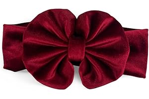 BOTTEGA DELLA PRINCIPESSA Fascetta per Capelli Neonata con Fiocco in Velluto-Fascia per capelli Bambina (da 3 a 18 mesi) (Bordeaux, Da 3 a 18 mesi)