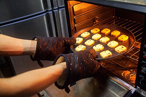 Aicok Ofenhandschuhe Anti-Rutsch Küche Backofen Handschuhe Hitzebeständig Handschuhe zum Kochen, Backen, Barbecue Isolation Pads, Schwarz, 1 Paar - 4