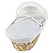 Deluxe Natural Wicker Crib / Moses Basket With White Waffle Dressing PLUS Deluxe Wooden Pine Rocking Stand