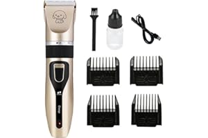 RUOVXWU Tosatrice per cani pelo lungo professionale, IPX7 impermeabile Rasoio per cani/Gatti con USB Kit Completo Basso Rumore per peli di animali domestici spessi e opachi