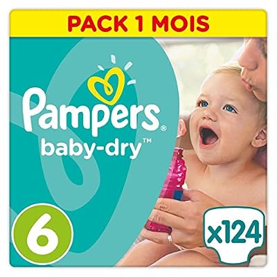 Pampers - Baby Dry - Couches Taille 6 (+15 kg) - Pack 1 mois (x124 couches)