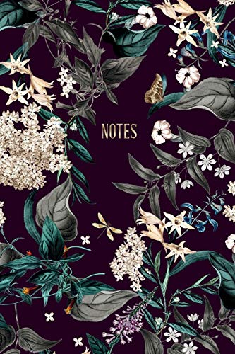 Notes: Notizbuch Dark Romance | ca. DIN A5 (6x9''), dot grid, 108 Seiten, florales Vintage Design | für Notizen, Termine und Skizzen - Ideal als Organizer, Kalender, Semesterplaner, Journal