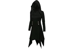 YRTBGD Gothic Dress Women's Vintage Black Medieval Dress with Trumpet Sleeves Tied Waist Dress Halloween Carnival Costume for Women