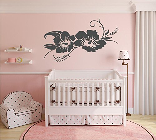 Wandtattoo / Wandaufkleber – Hibiskusblüte – Hibiskus – 120cm x 99cm anthrazit E924 - 2