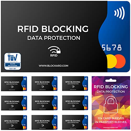 BLOCKARD - Funda para tarjetas de crédito con certificado RFID Bloqueo NFC (9 cm), color negro