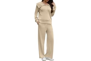Yutdeng 2 Piezas Conjunto Chandal Mujer Invierno Otoño Pantalon y Sudadera Media Cremallera Conjunto Deporte Fitness Running Gym Chándal Mujer Completo con Bolsillos Casual Vestir Dos Piezas