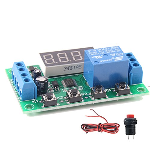 Mini DC 12V Digital Timer Relay Board,0.01sec-999min Adjustable,24 Kinds of Programs,Infinite Loop Delay on/off,with Cable and Button