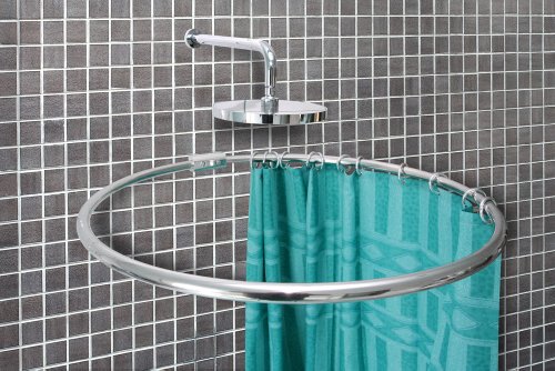 ALU RINGSTANGE Chrom Glänzend RUND Ø 90 cm DUSCHVORHANGSTANGE WINKELSTANGE FÜR DUSCHVORHANG - 2