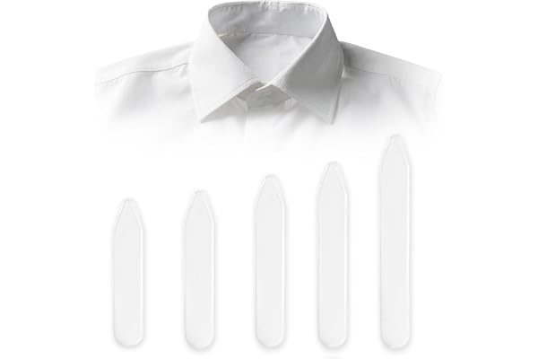 Set med 50 kragstavar för män i 5 storlekar, stabil skjortkrage, användning män för perfekt passform, högkvalitativa kragförstärkare av plast, gåva till far eller make