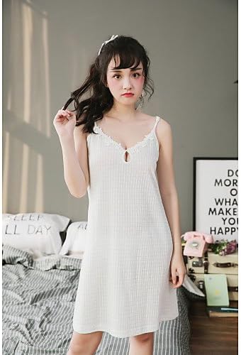 HJL Women's 2Pcs Sleepwear Flower Appliques V Neck Sweet Cozy Night Dress Suit , white , l