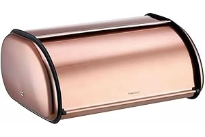 KING HOFF Paneras de metal, panera espaciosa de metal, pan y galletas, larga conservación y frescura, 44 cm x 27 cm x 18,5 cm (oro rosa)