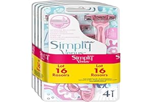 Gillette Simply Venus 3 afeitadoras desechables para mujer, banda hidratante enriquecida, juego de 16 (4 x 4) para un afeitado suave