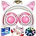 Price comparison product image AMENON Kids Cat Ear Headphones, Foldable Earphones with LED Light USB Rechargeable Volume Limited Game Headsets Compatible with Phone Tablet Pad for Girls Boys Children Christmas Birthday Gifts