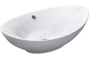 DB DUROVIN BATHROOMS Durovin Bathrooms Oval Countertop Basin Ceramic Bathroom Basin - Vessel Sink - Deep Fill with Overflow Slot (590 x 380 x 190mm)