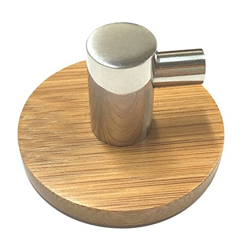 Acxeon 4 Stück Adhesive Haken mit 3M Haftmittel bis zu 3 Kg Tragkraft, aus SUS304 Edelstahl und Bambus für Badezimmer Handtuchhaken, Wandhaken Kleiderbügel für Home Küche Mäntel Hüte Schlüssel (4 Stück) - 3