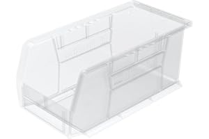 Akro-Mils 30230 AkroBins Plastic Storage Bins, Space-Saving Stackable Bins for Garage, Pantry, Craft Organization, 27.94 cm x 12.7 cm x 12.7 cm, Clear, 12-Pack