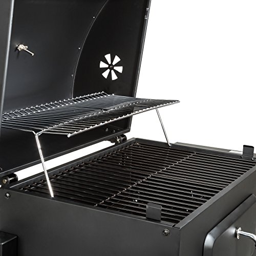 TecTake Luxus Holzkohlegrill Barbecue Smoker Grill Grillwagen | inkl. integriertes Thermometer & Flaschenöffner | 115 x 65 x 107 cm - 6
