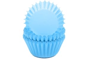 Miss Bakery's House® Mini moules à muffins - papier - Ø 32 mm x 20 mm - bleu clair - 200 pièces - pâtisserie - confiserie - caissettes pour cupcakes et sucreries - petits fours