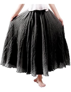 Röcke für Damen Leinen lange Röcke bunt Maxi Röcke Doppelschicht Elastisch Knöchellänge 37