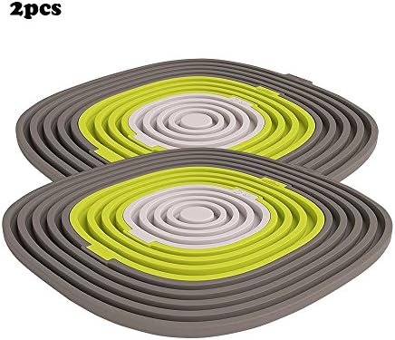 2 Pieces Gaomoo Big Silicone Trivets,3 in 1,Heat insulated,Multi-purpose Silicone Pot Holders, Spoon Rest and Kitchen Table Mat - Insulated, Flexible, Durable, Non Slip Hot Pads and Coasters