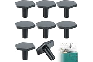 HWTONG 8Pcs 36 * 26 mm Noir Portes de Meuble Cuisine Tiroir, Boutons de pour Placards Hexagone en Alliage de Zinc, Boutons de Meubles pour Placards de Cuisine