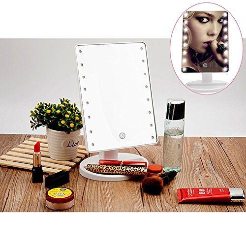 KYG USB Ladeanschluss Make up Spiegel 16 LEDs,Dimmerbar,Touch Schalter Schminkspiegel,batteriebetrieben Beleuchtet Kosmetikspiegel Weiß - 9