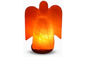 PAK SALT MINES Angel Shape Himalayan Salt Lamp Pink Rock Crystal Light | Natural Quality Hand Crafted from Foothills of Himalayas Comes with Complete Fitting Wooden Base UK Switch Cable and Bulb (Angel Shape)