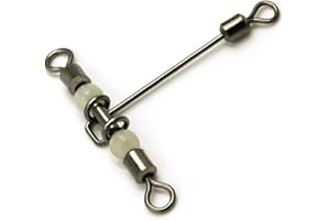 ZQEDY - 10 Unidades - Emerillón Giratorio de Tres Vías Luminosas en Forma de T de Línea Cruzada Con Perlas, Bola Gancho Conector, Accesorios de Pesca