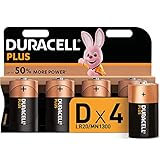 Duracell Plus, lot de 4 piles alcalines type D 1,5 Volts, LR20 MN1300