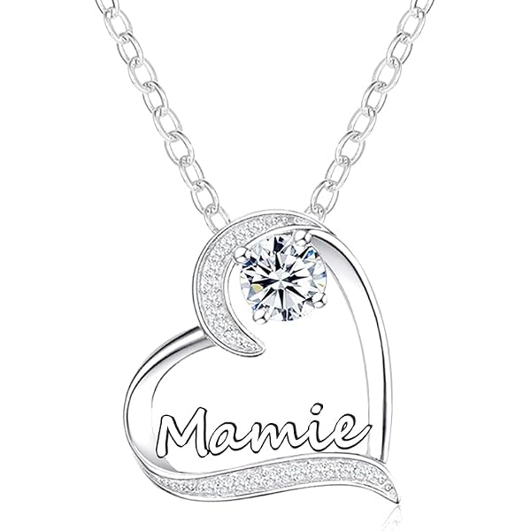 Collier Femme Argent 925 Gravé Coeur Rose Avec Pierre Naissance - Cadeau Maman